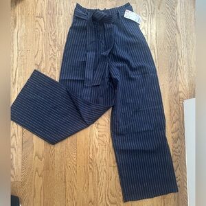 Uniqlo - blue/white stripped dress pants with tie front